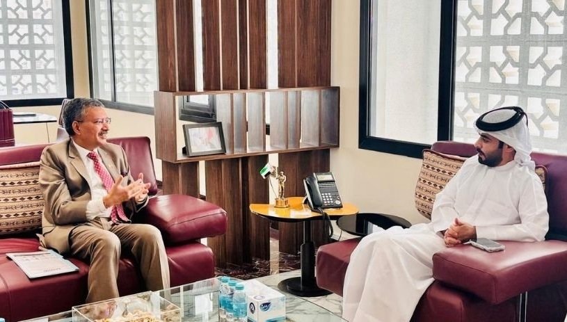 On 17 August 2026, H.E. Ambassador Dr. Deepak Mittal met H.E. Sheikh Khaled bin Abdullah bin Sultan Al Qasimi, Chairman of Sharjah Ports, Customs and Free Zones Authority, to strengthen India–UAE cooperation in trade and maritime connectivity.