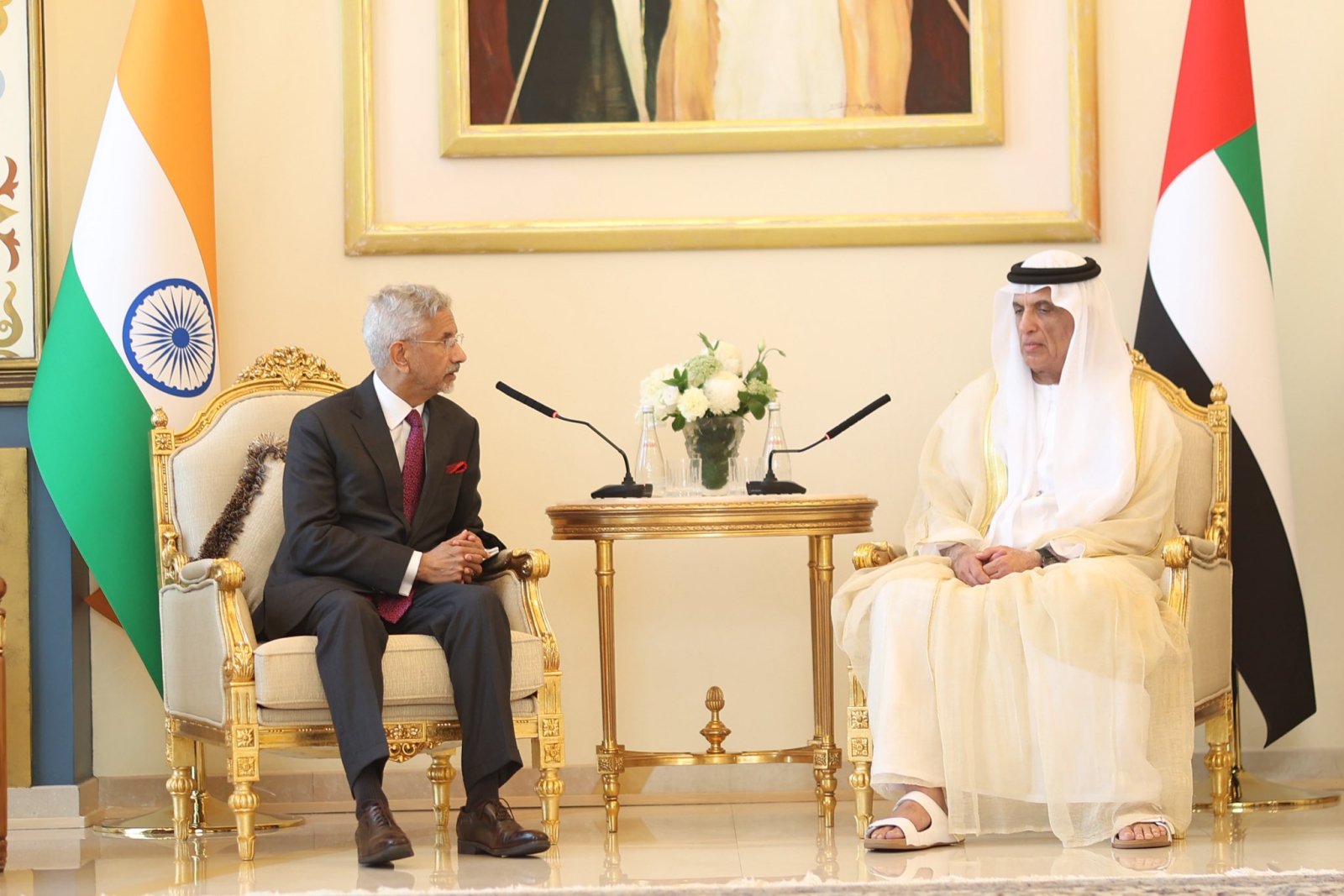 External Affairs Minister Dr. S. Jaishankar met H.H. Sheikh Saud bin Saqr Al Qasimi, Ruler of Ras Al Khaimah and Member of the UAE Federal Supreme Council, and discussed strengthening India–UAE relations, expanding regional engagement, and the prevailing situation in the Gulf. (16 Oct 2026)