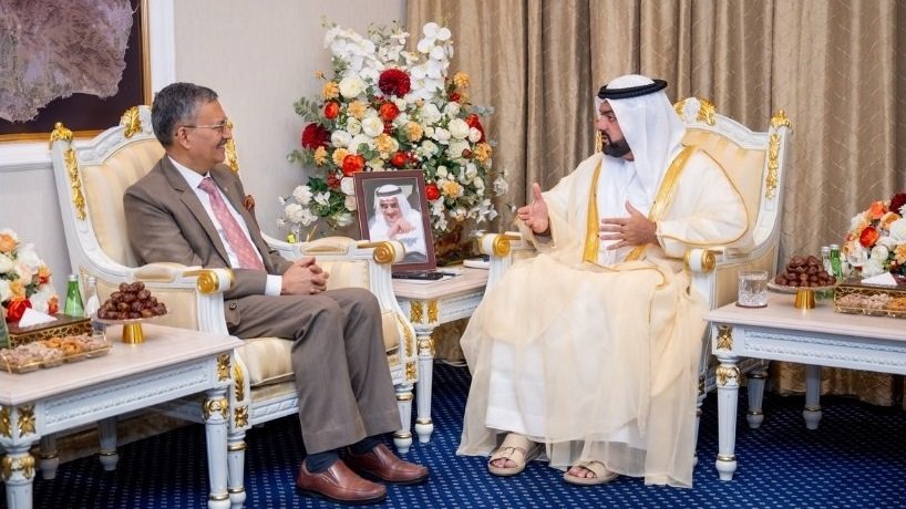 Ambassador Dr. Deepak Mittal was received by H.H. Mohamed bin Hamad Al Sharqi, Crown Prince of Fujairah, and exchanged views on issues of mutual interest and ways to further strengthen India–UAE relations.(4 Sep 2026)